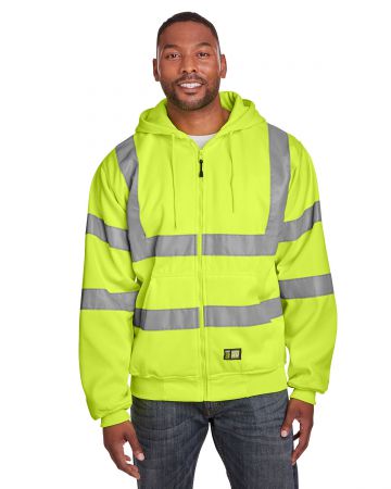 Berne Men Tall Hi-Vis Class 3 Lined Full-Zip Hooded Sweatshirt